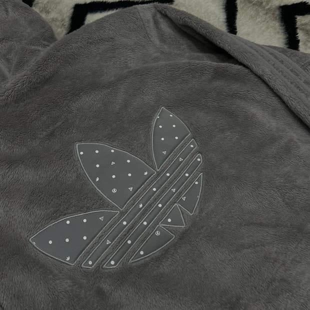 [2Xl]아디다스 쉐르파 플리스 빅로고 후드집업/그레이