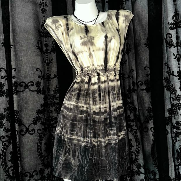 tie-dye waist shirring mini dress