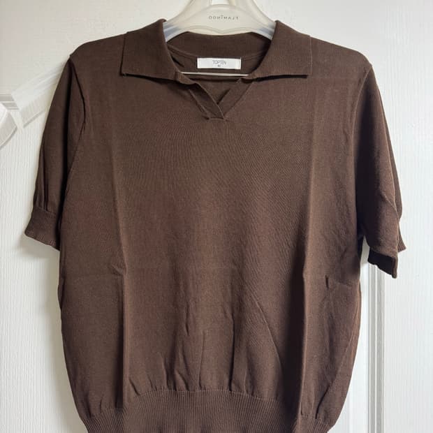 탑텐 여성 쿨라이트 오픈카라 스웨터  브라운 90 S 사이즈 