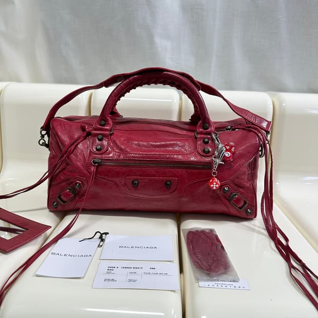 [A 정품] 발렌시아가 시티 모터백 트위기 레드