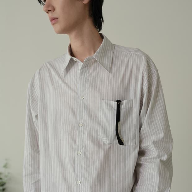 웨이비니스 오리가미 스트라이프 셔츠 그레이 - 2사이즈
