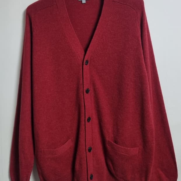 XL ) 유니클로 레드 퓨어 뉴 울100% 니트 가디건