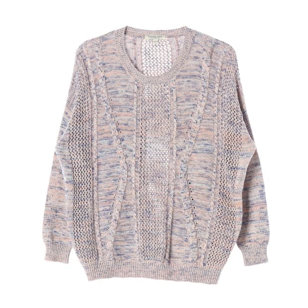 써스데이아일랜드 빈티지 믹스 컬러 펀칭 크로쉐 니트 M