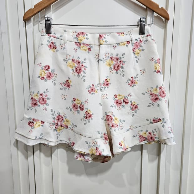 플라워 패턴 반바지 프릴 숏팬츠