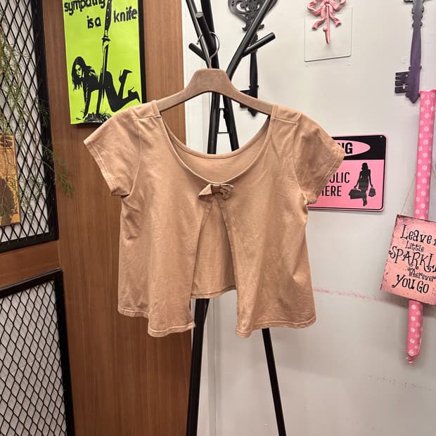 Beige Cape Ribbon Top