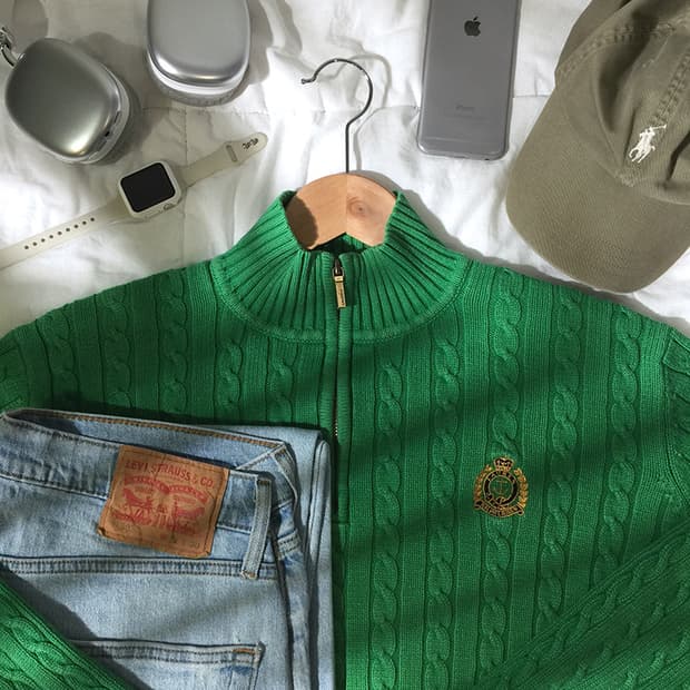 (WOMAN) 폴로랄프로렌 반집업 니트 스웨터 L