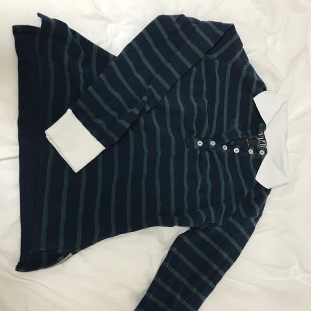 스컬프터 Shirring Tennis Shirt Navy/Green St
