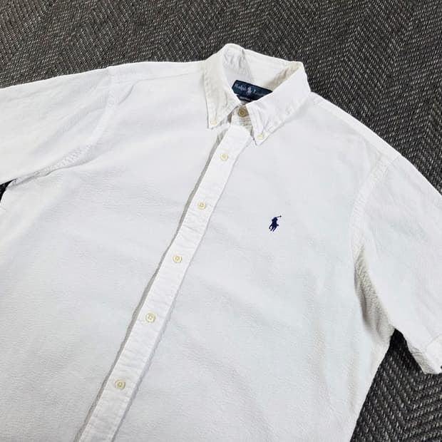 폴로 랄프로렌 화이트 시어서커 반팔 셔츠