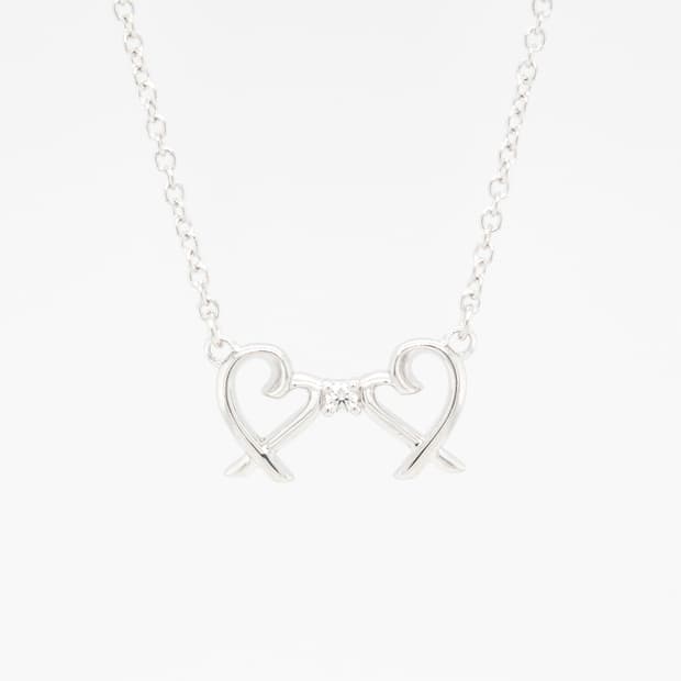 티파니 팔로마 피카소 더블러빙하트 1P 천연다이아몬드 실버 펜던트 목걸이