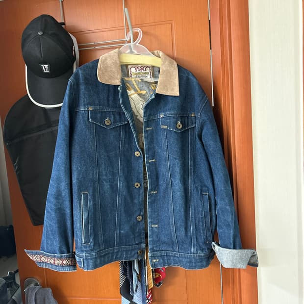 스테이플 진청 카라코듀로이 디테일 데님 집업