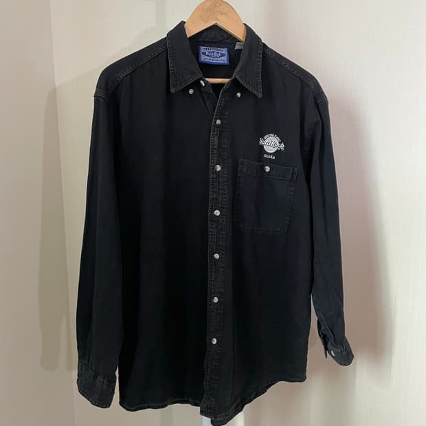 하드락카페 오사카 자수 블랙 셔츠 / 빈티지 워싱 셔츠