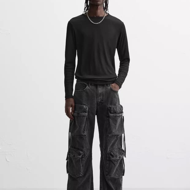 자라 카고 포켓 데님 팬츠 청바지 46