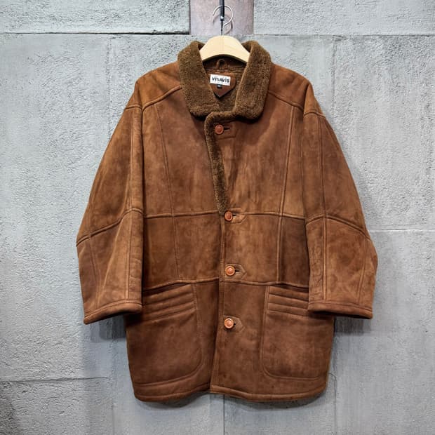 90s VIASVIS 빈티지 양가죽 스웨이드 무스탕 (XL)  