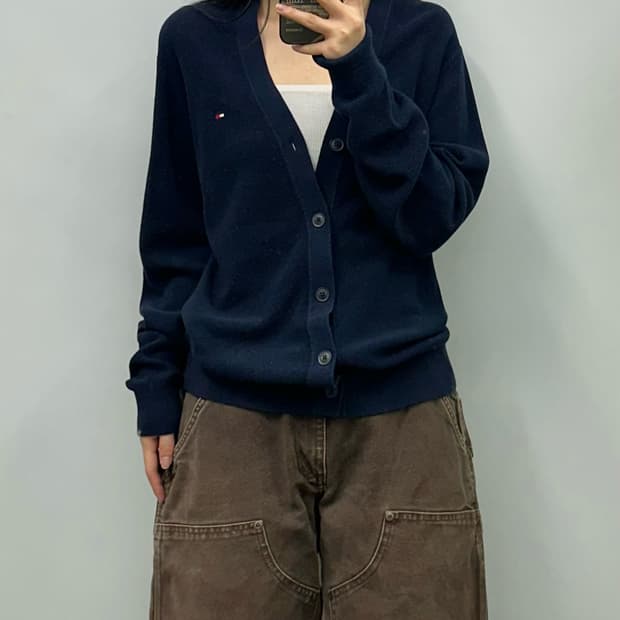 타미힐피거 네이비 니트 가디건