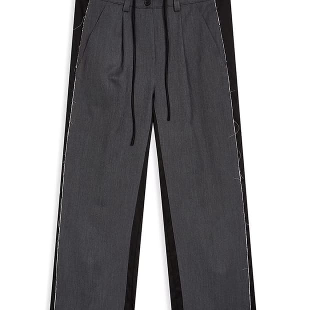 Openyy 오픈와이와이 프론트 스트라이프 레이어드 팬츠 블랙