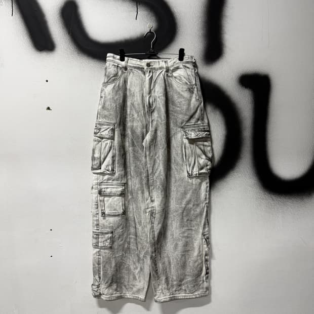 낫포너드 그런지 워싱 벌룬핏 와이드 카고 데님 팬츠