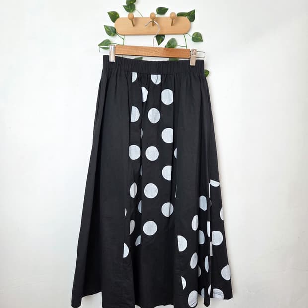 도트 패치워크 롱스커트