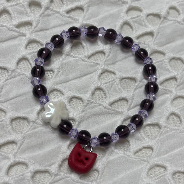 [핸드메이드] 고양이 팬던트 비즈팔찌