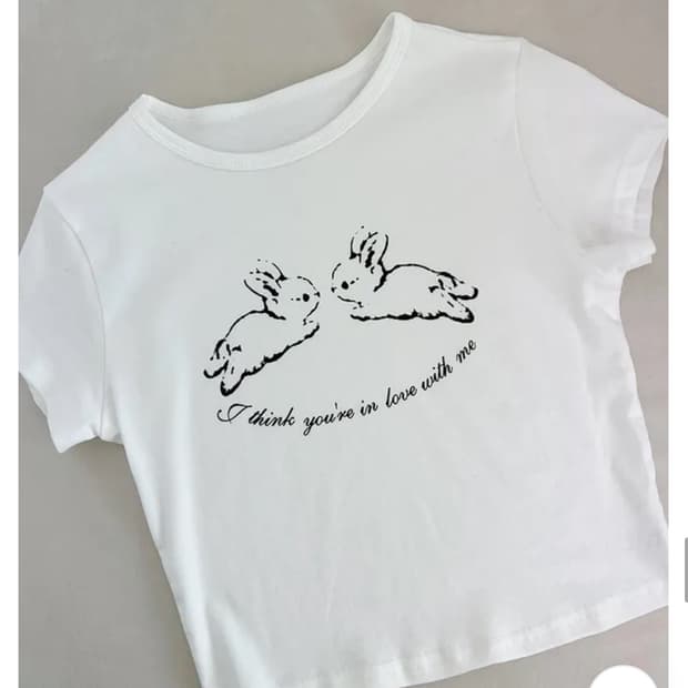 y2k 키치 토끼 크롭티