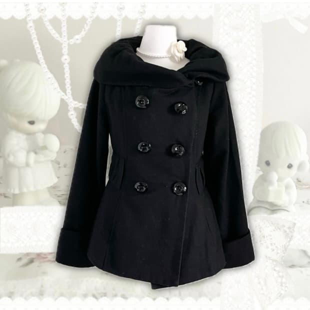 빈티지 블랙 숏 코트 더블버튼 자켓