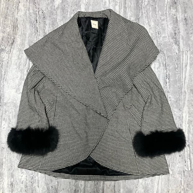 일본빈티지 Miia 핀터깔y2k 라떼갸루 아방핏 케이프핏 털혼방코트자켓