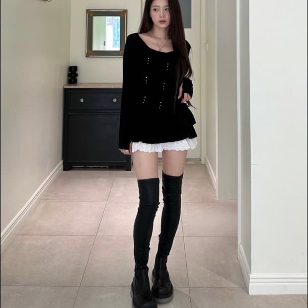 뉴얼린 트윙클 셔링 시스루 티