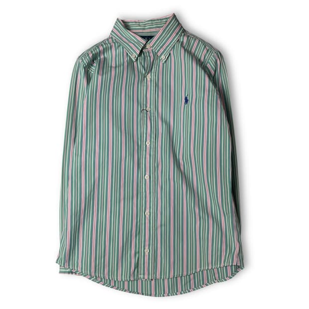 폴로랄프로렌 그린 핑크 스트라이프 긴팔 셔츠 커스텀핏 41-84