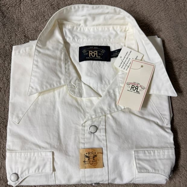 RRL 더블알엘 솔리드 화이트 웨스턴 셔츠 M