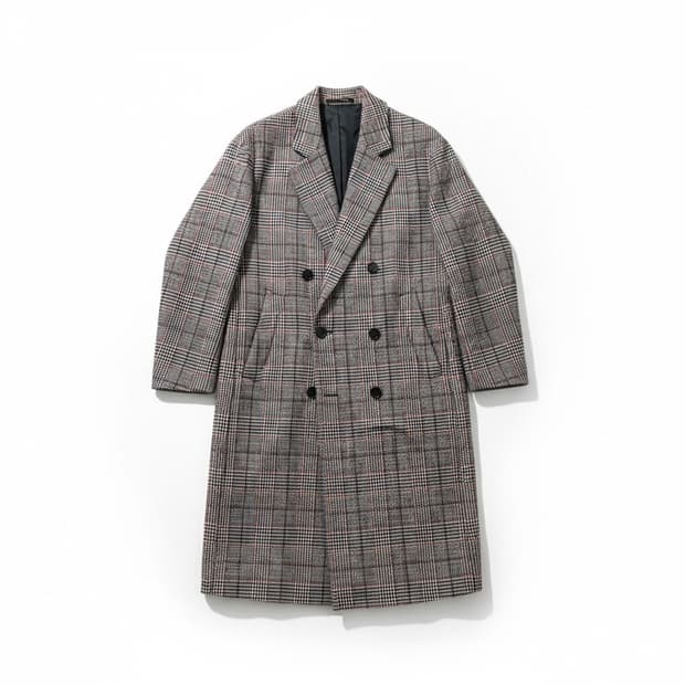 시스템 SYSTEM 이태리 원단(보노또) 체크 더블 버튼 롱 코트