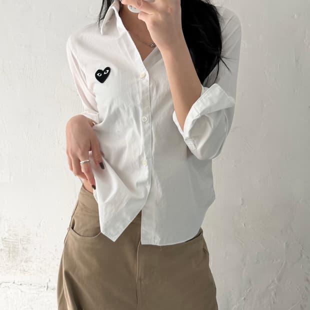 COMMEdesGARCONS 꼼데가르송 블랙와펜 화이트 셔츠