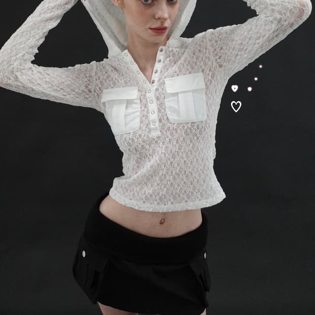 드라이로즈 레이스 포켓 후디