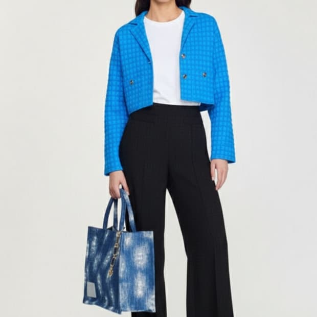 (새상품)산드로 트위드 크롭자켓 36사이즈