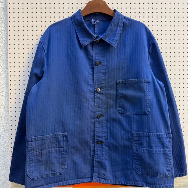 OLD VINTAGE DARK BLUE HBT 헤링본 프렌치워크자켓