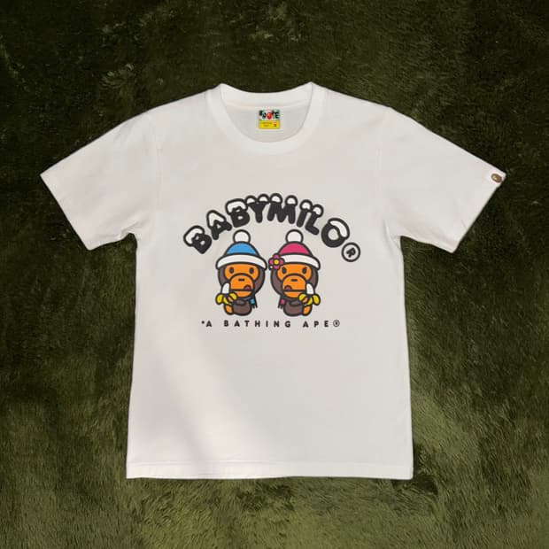 [XS] 베이프 베이비마일로 & 베이비리사 반팔 티셔츠 화이트