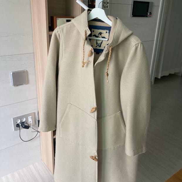 일본 빈티지 아이보리 후드 떡볶이 코트(더플코트)