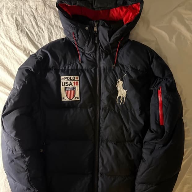 폴로 빅포니 성조기 패딩 다크 네이비