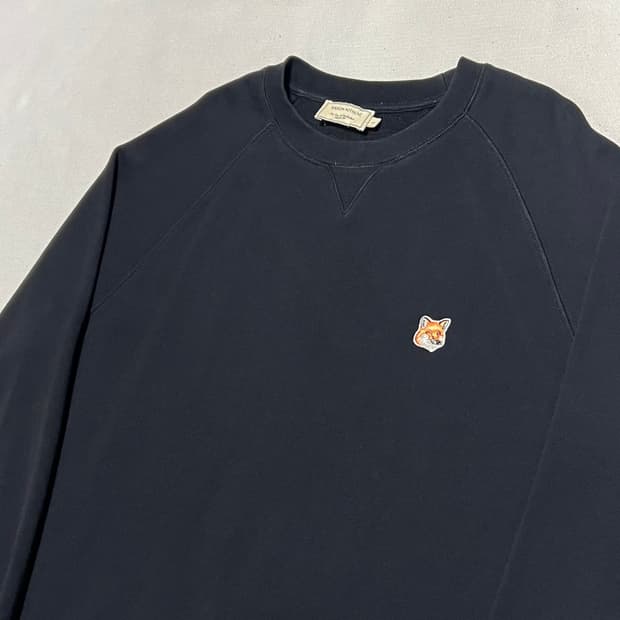 L 메종키츠네 폭스헤드 패치 블랙 맨투맨