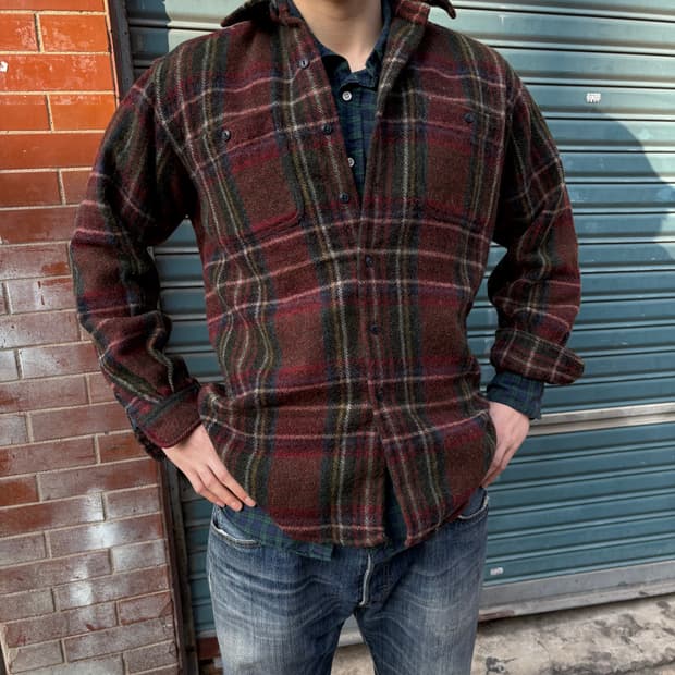 폴로 랄프로렌 빈티지 울 체크 셔츠 자켓