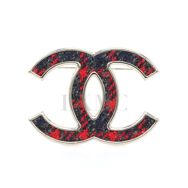 샤넬 브로치 CC 로고 브롯치 레드 트위드 브로치 펜던트