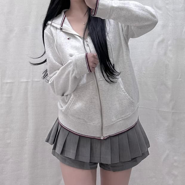 타미힐피거 그레이 후드집업