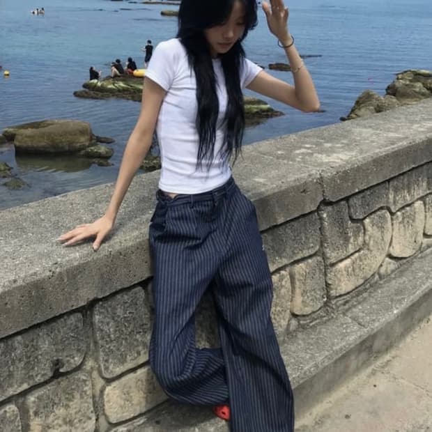 탄산마그네슘 스트라이프 와이드 팬츠 구합니다!!