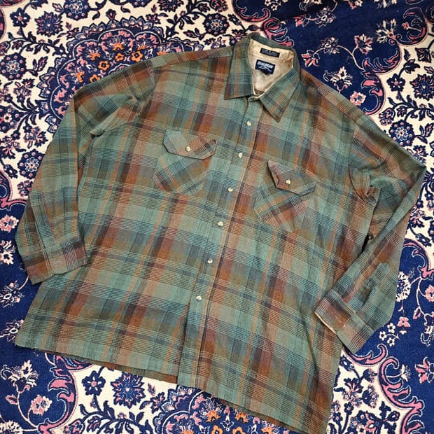 빅맨(BigMan) 90's 빈티지 체크 오버핏 셔츠 Free