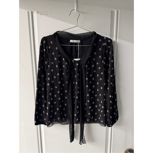 일본빈티지 도트 리본 블라우스