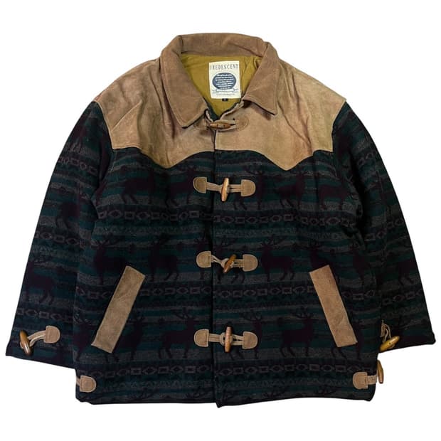 VTG 빈티지 페어아일 노르딕 스웨이드 하프 더플 코트