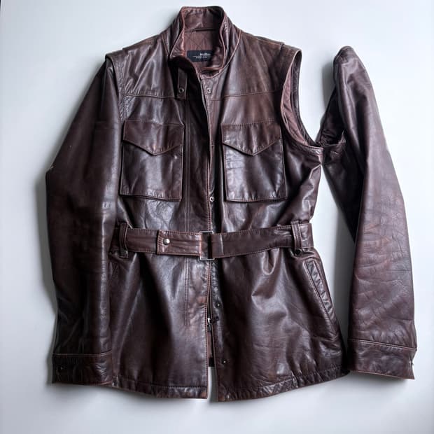 막스 마라 레더 사파리 베스트 - 자켓 (2way)