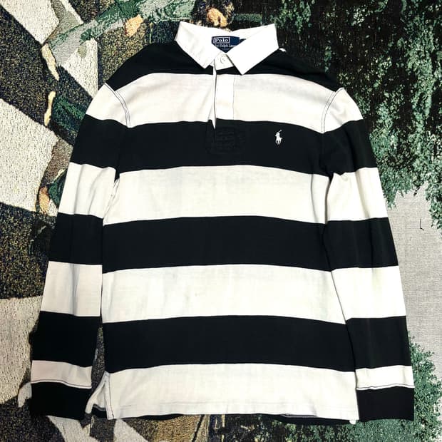 POLO 커스텀핏 스트라이프 럭비셔츠