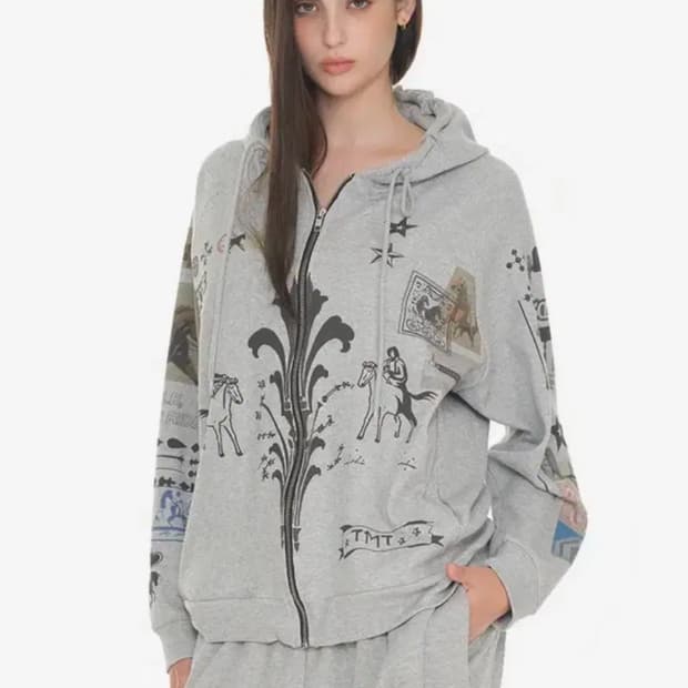 투머치택스 와플 후드집업 그레이색상