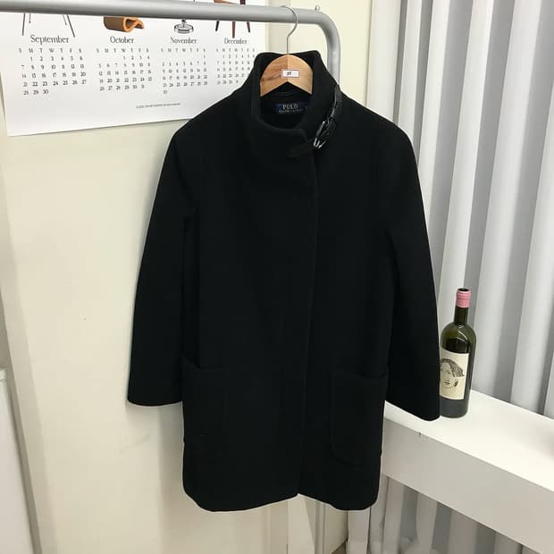 폴로 넥버클 울 코트