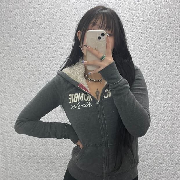 아베크롬비 올드스쿨 빈티지 스펠로고 양털 후드집업 S C07648