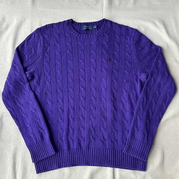 폴로 랄프로렌 케이블 니트 퍼플 M